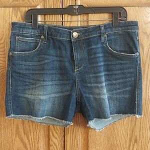 Kut From The Kloth Women's Gidget Fray Denim Jeans Shorts Size 12 Medium Blue